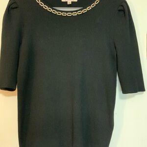Nanette Lepore Black Crew Neck Sweater with Chain Detail - new without tags